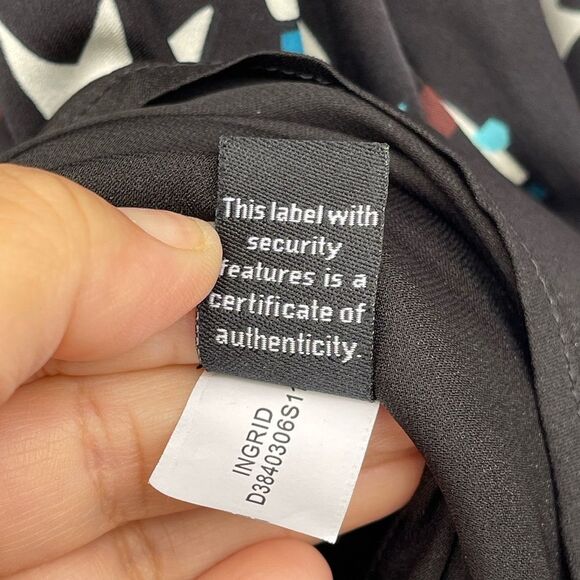 Diane Von Furstenberg black silk long sleeve dress size 12 pop art - Picture 10 of 10